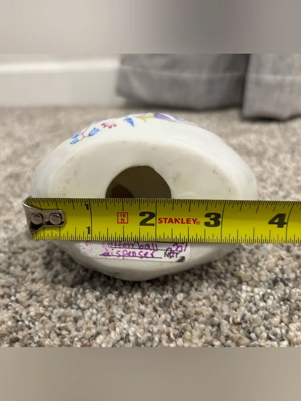 Vintage Floral Porcelain Duck Cotton Ball Holder Dispenser Farmhouse CottageCore